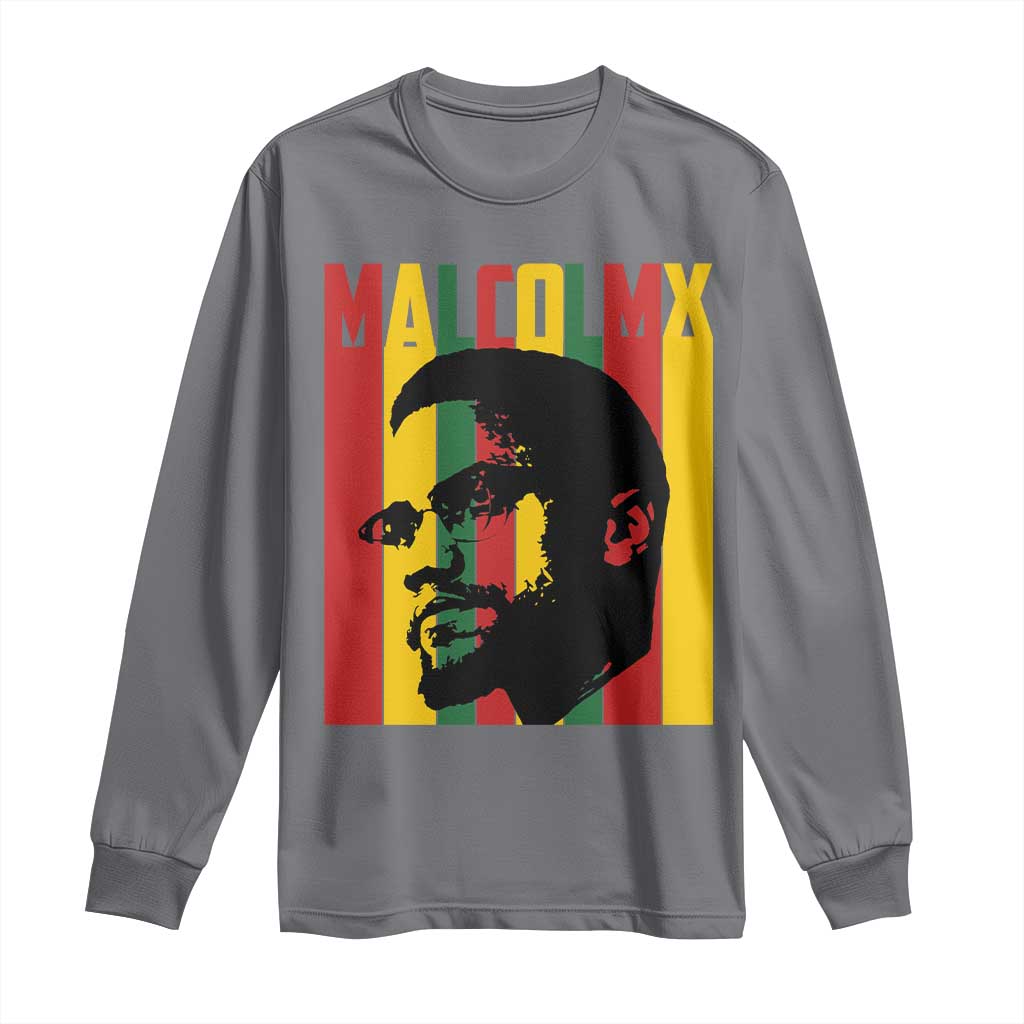 Malcolm X Long Sleeve Shirt Pan African Flag Black History TS14 Charcoal Print Your Wear