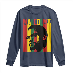 Malcolm X Long Sleeve Shirt Pan African Flag Black History TS14 Navy Print Your Wear