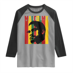Malcolm X Raglan Shirt Pan African Flag Black History TS14 Sport Gray Black Print Your Wear