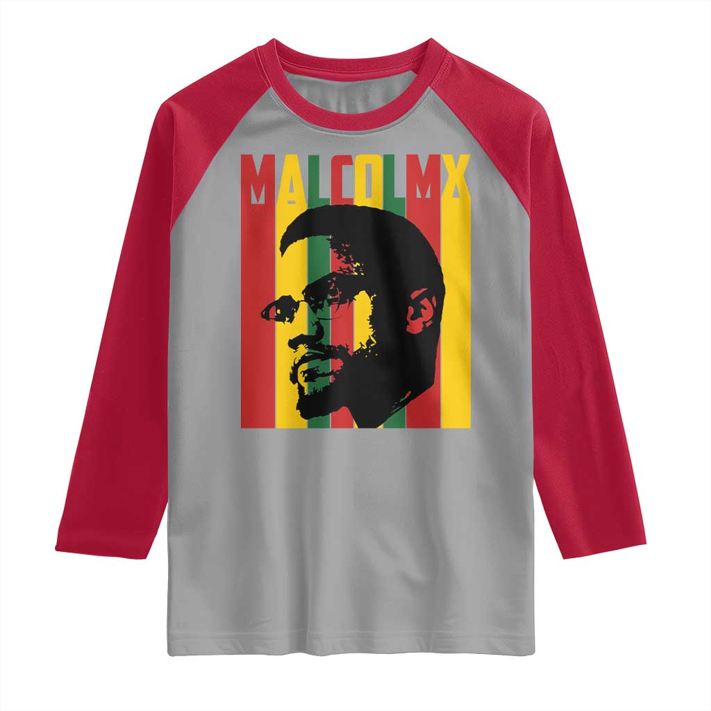 Malcolm X Raglan Shirt Pan African Flag Black History TS14 Sport Gray Red Print Your Wear