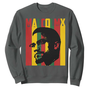 Malcolm X Sweatshirt Pan African Flag Black History TS14 Dark Heather Print Your Wear