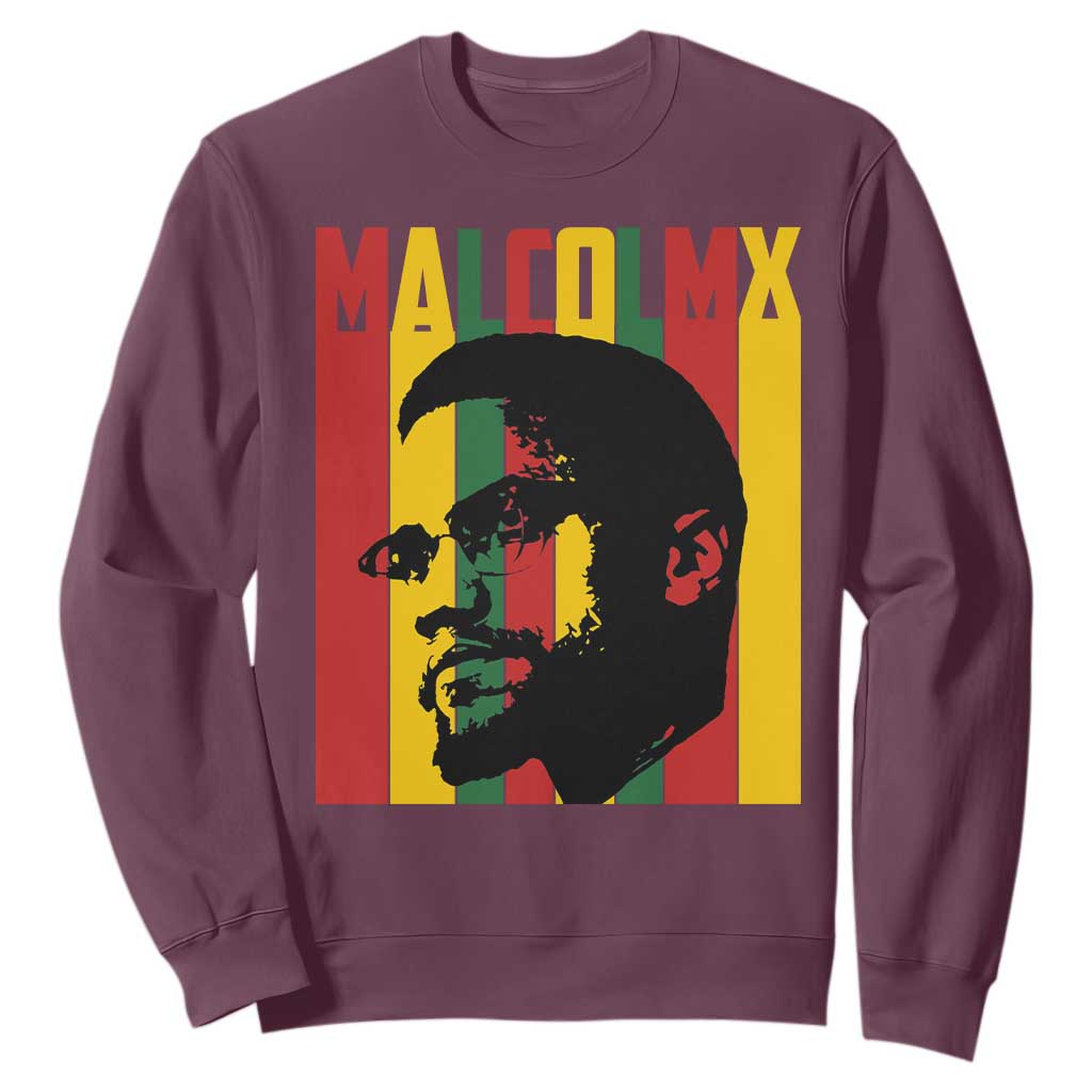 Malcolm X Sweatshirt Pan African Flag Black History TS14 Maroon Print Your Wear