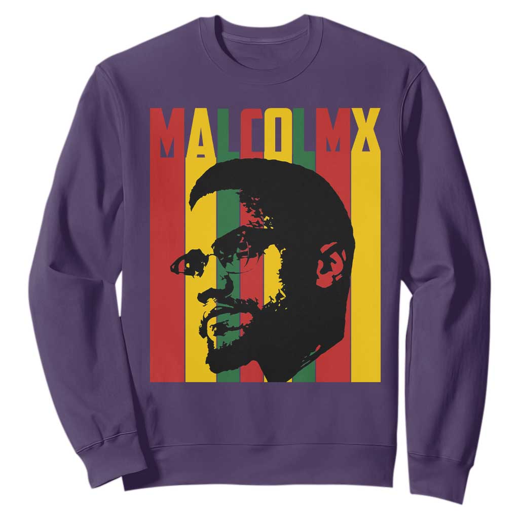 Malcolm X Sweatshirt Pan African Flag Black History TS14 Purple Print Your Wear