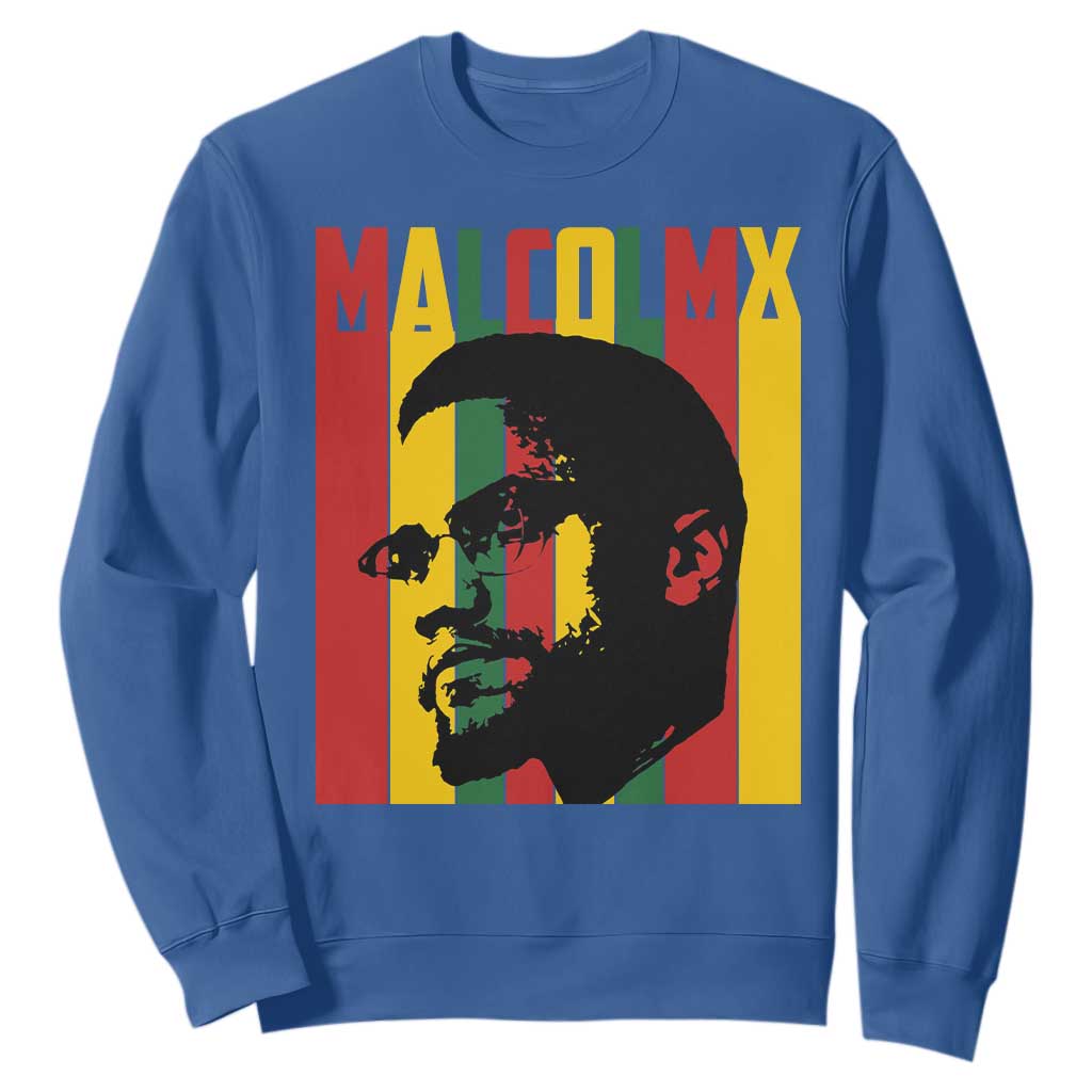 Malcolm X Sweatshirt Pan African Flag Black History TS14 Royal Blue Print Your Wear