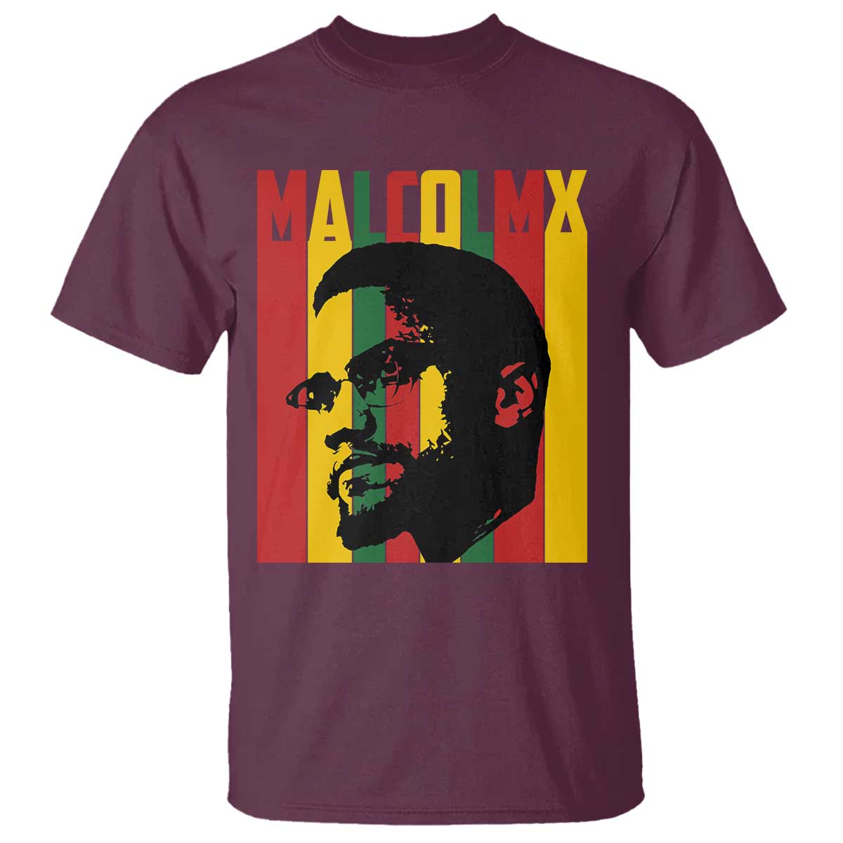 Malcolm X T Shirt Pan African Flag Black History TS14 Maroon Print Your Wear