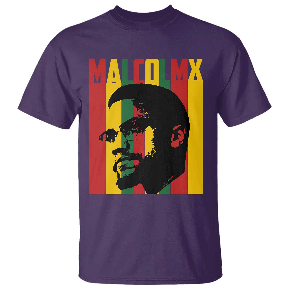 Malcolm X T Shirt Pan African Flag Black History TS14 Purple Print Your Wear