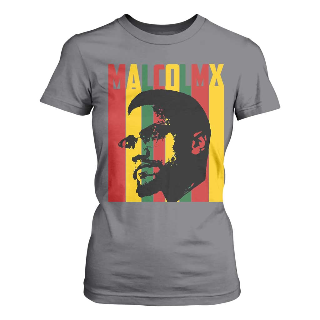 Malcolm X T Shirt For Women Pan African Flag Black History TS14 Charcoal Print Your Wear