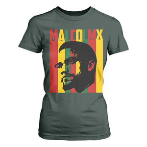Malcolm X T Shirt For Women Pan African Flag Black History TS14 Dark Forest Green Print Your Wear