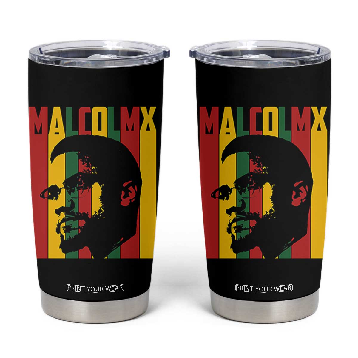 Malcolm X Tumbler Cup Pan African Flag Black History TS14 Black Print Your Wear