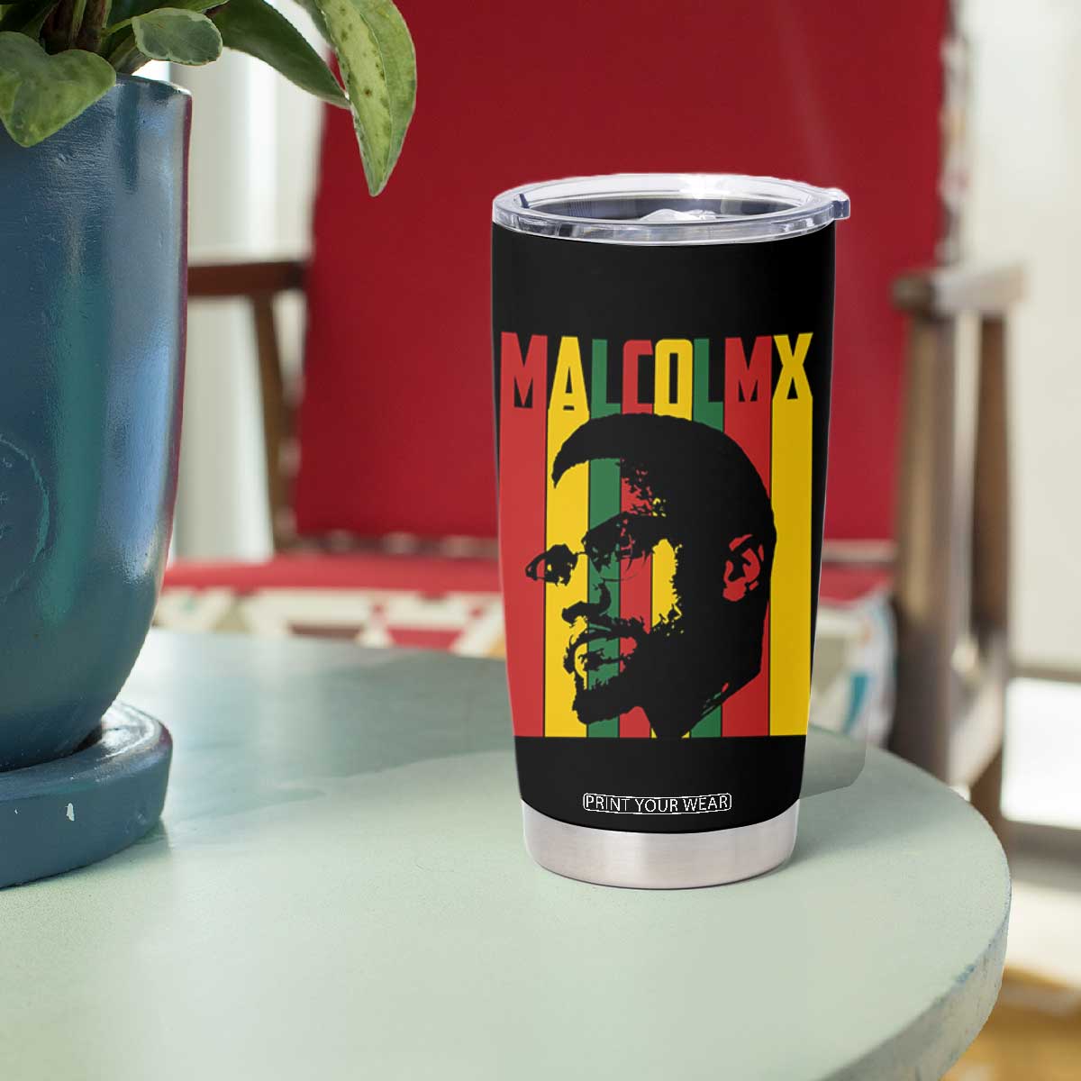 Malcolm X Tumbler Cup Pan African Flag Black History TS14 Print Your Wear