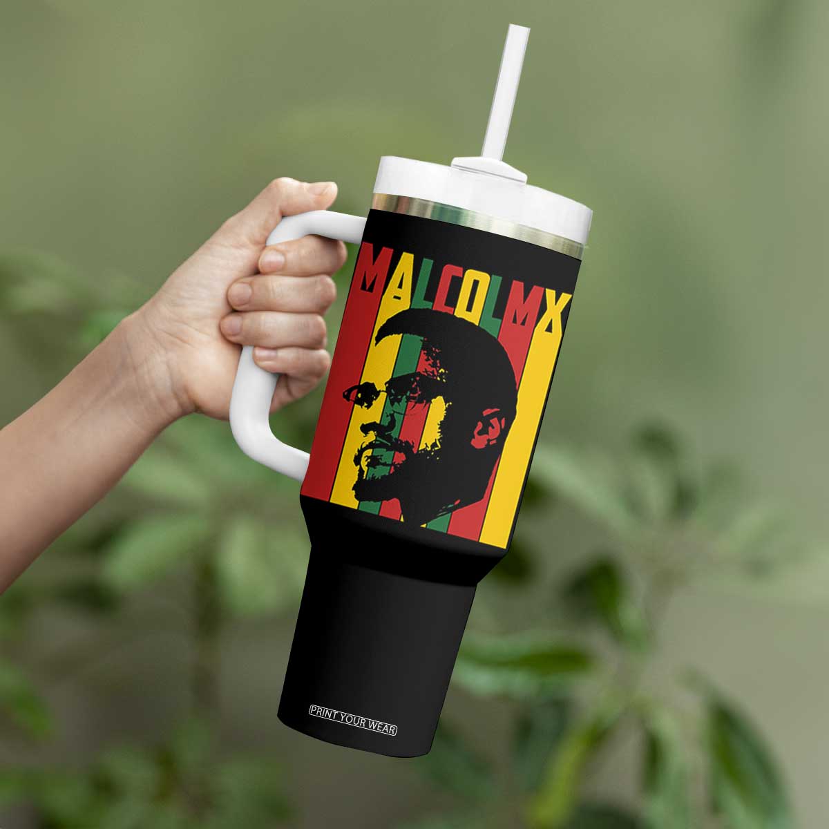 Malcolm X Tumbler With Handle Pan African Flag Black History TS14 Print Your Wear
