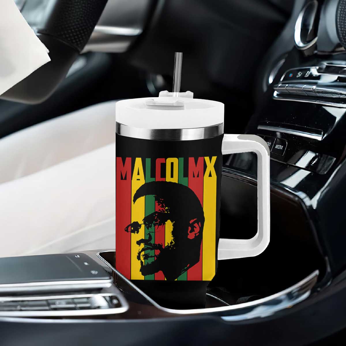 Malcolm X Tumbler With Handle Pan African Flag Black History TS14 Print Your Wear