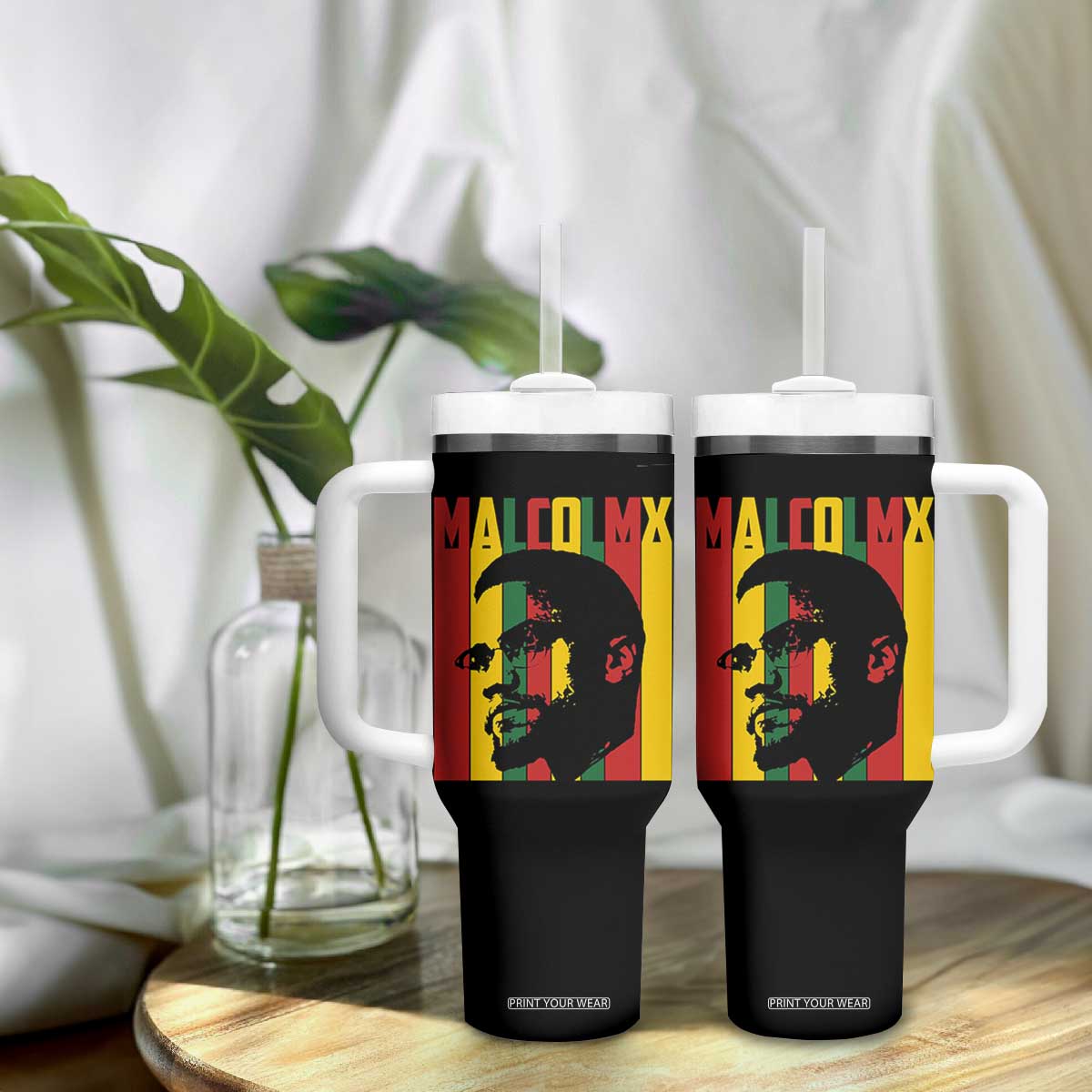 Malcolm X Tumbler With Handle Pan African Flag Black History TS14 Print Your Wear