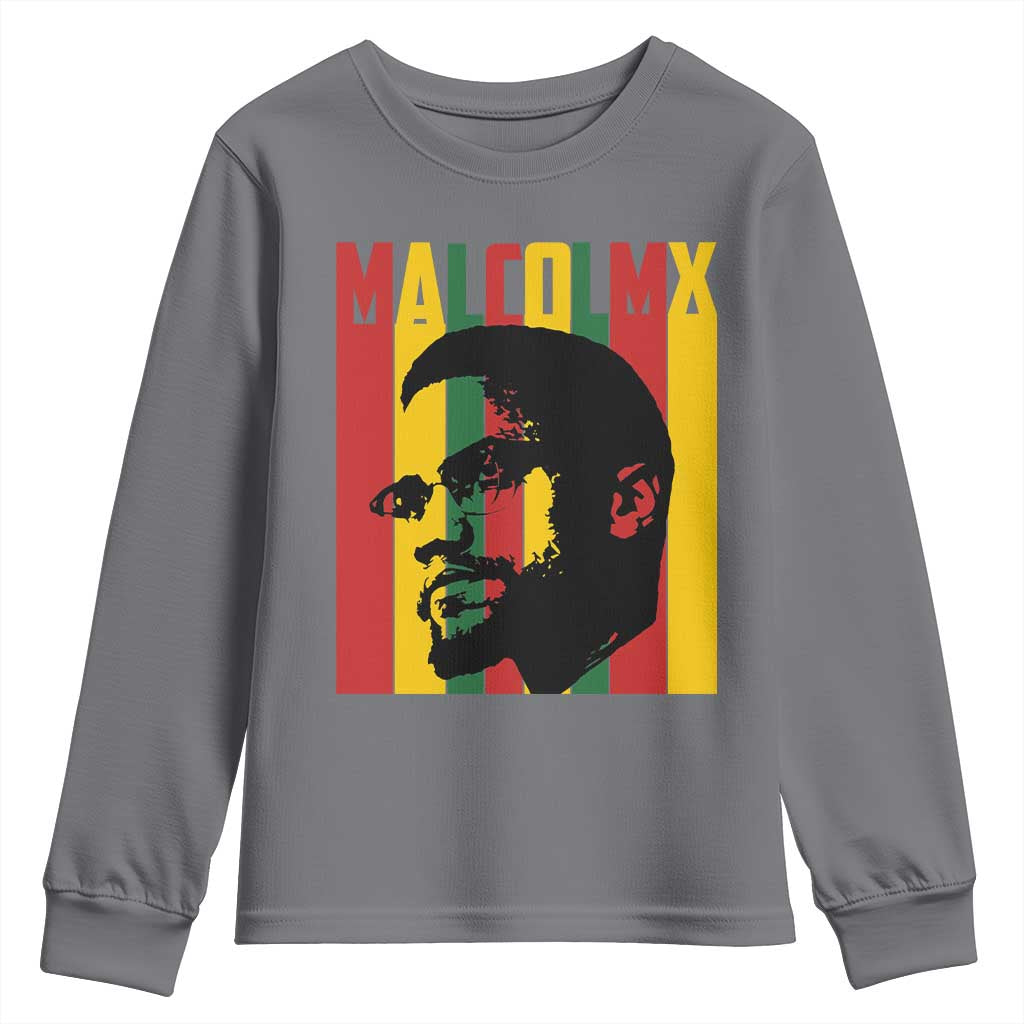 Malcolm X Youth Sweatshirt Pan African Flag Black History TS14 Charcoal Print Your Wear