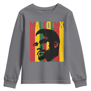 Malcolm X Youth Sweatshirt Pan African Flag Black History TS14 Charcoal Print Your Wear
