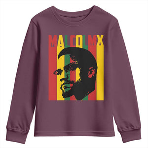 Malcolm X Youth Sweatshirt Pan African Flag Black History TS14 Maroon Print Your Wear
