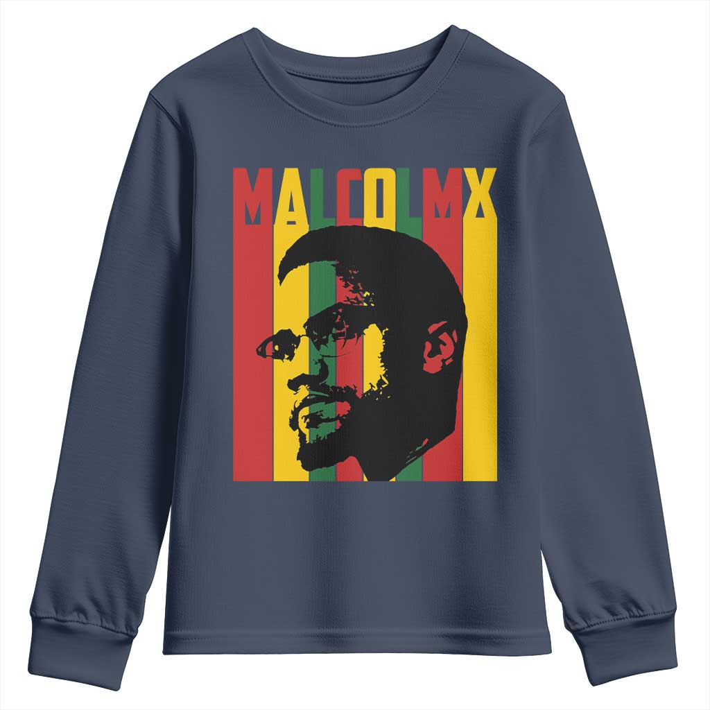 Malcolm X Youth Sweatshirt Pan African Flag Black History TS14 Navy Print Your Wear