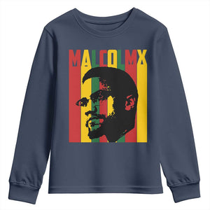 Malcolm X Youth Sweatshirt Pan African Flag Black History TS14 Navy Print Your Wear