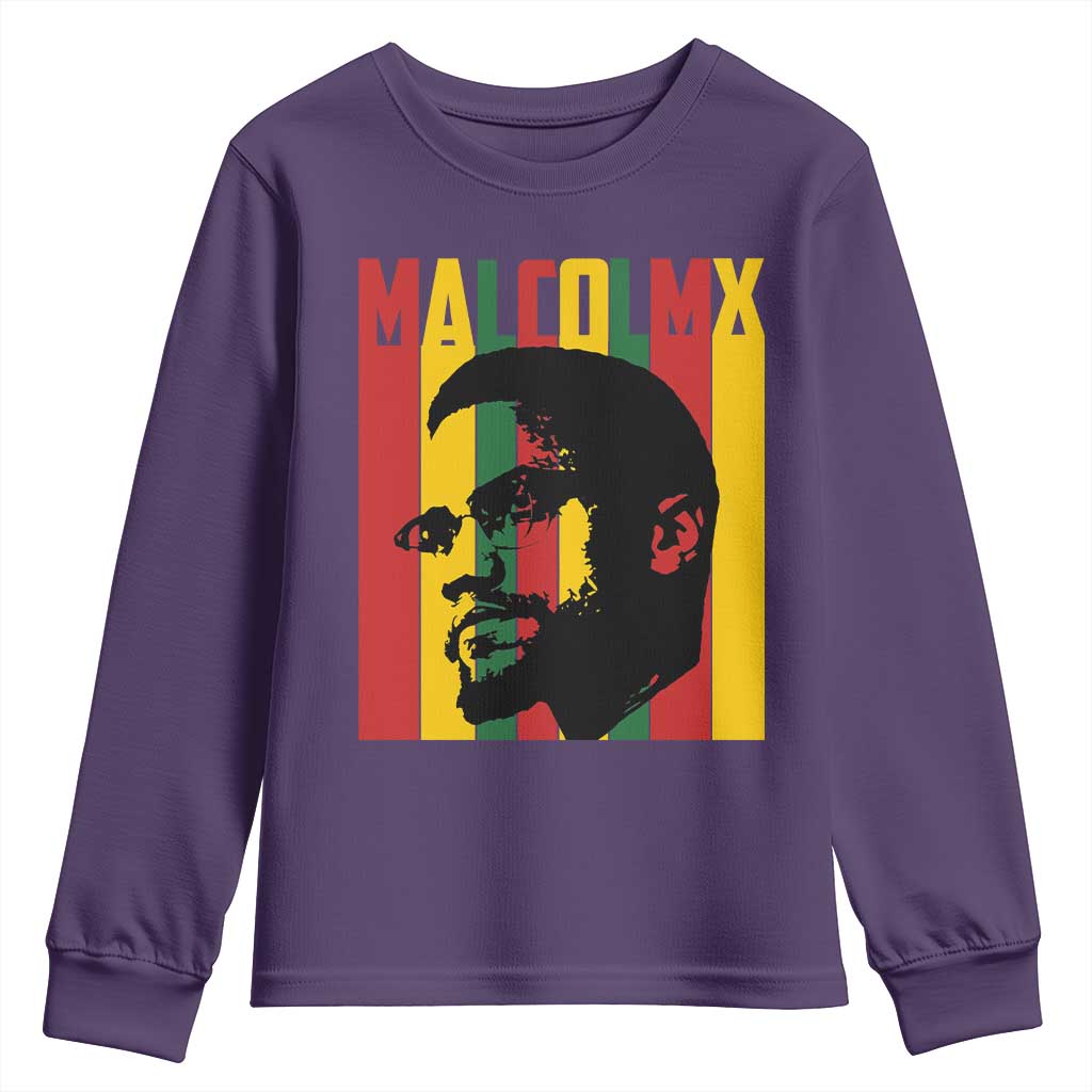 Malcolm X Youth Sweatshirt Pan African Flag Black History TS14 Purple Print Your Wear