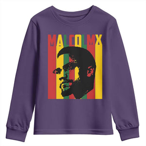 Malcolm X Youth Sweatshirt Pan African Flag Black History TS14 Purple Print Your Wear