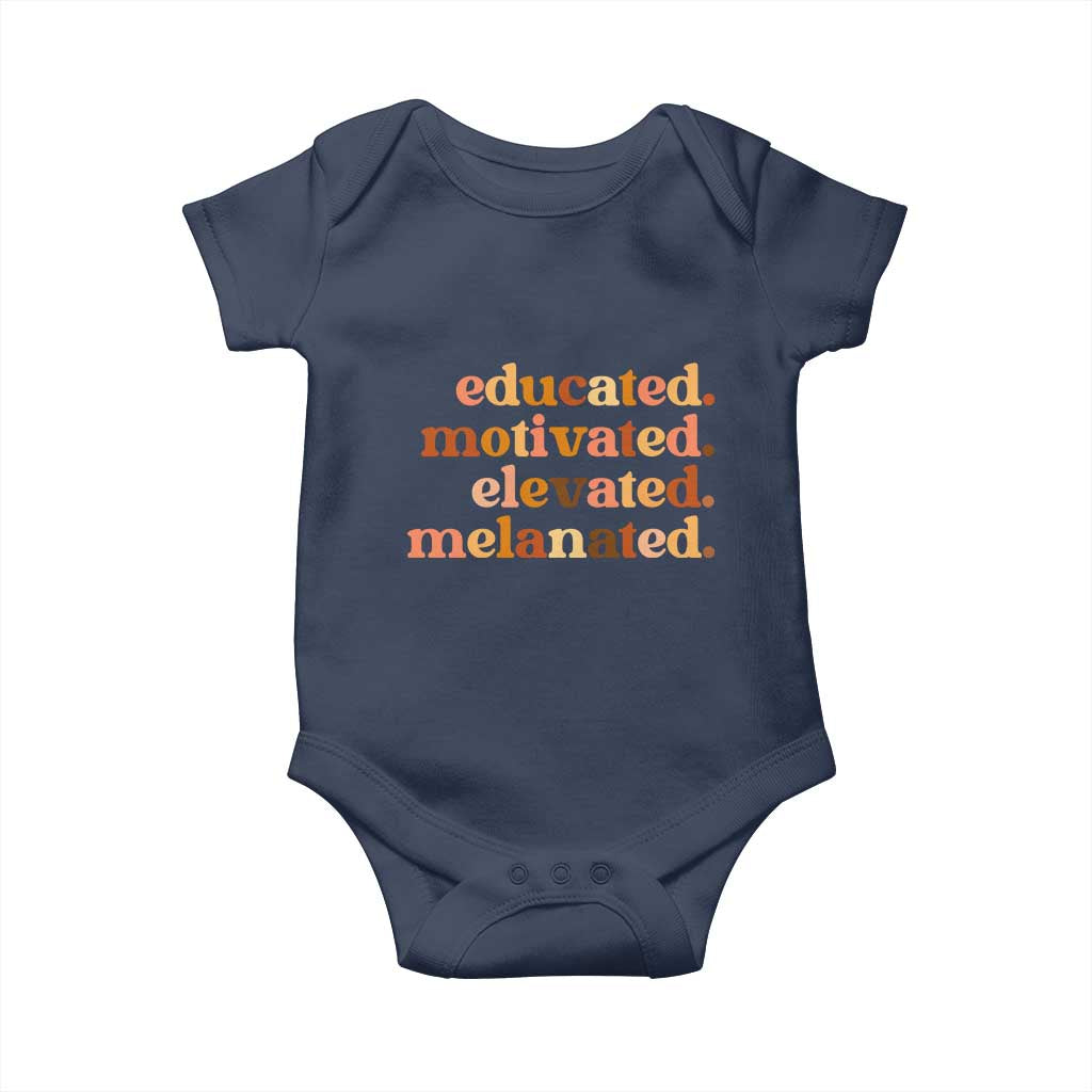 Black Pride Melanin Baby Onesie Educated Motivated Elevated Melanated TS14 Navy Print Your Wear