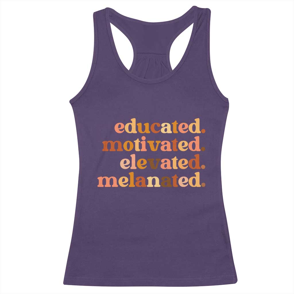 Black Pride Melanin Racerback Tank Top Educated Motivated Elevated Melanated TS14 Purple Print Your Wear