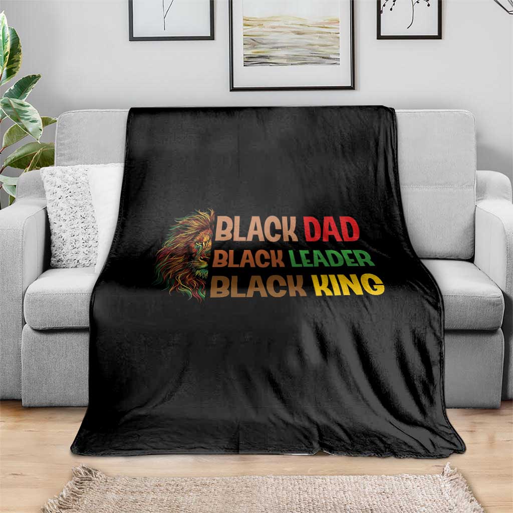 Black Affrican Melanin Throw Blanket Lion Father Day Dad Leader Black King TS14 Print Your Wear