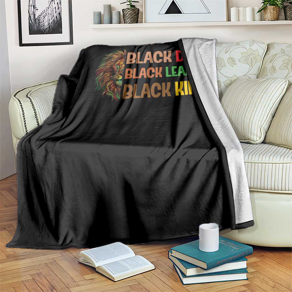 Black Affrican Melanin Throw Blanket Lion Father Day Dad Leader Black King TS14 Print Your Wear