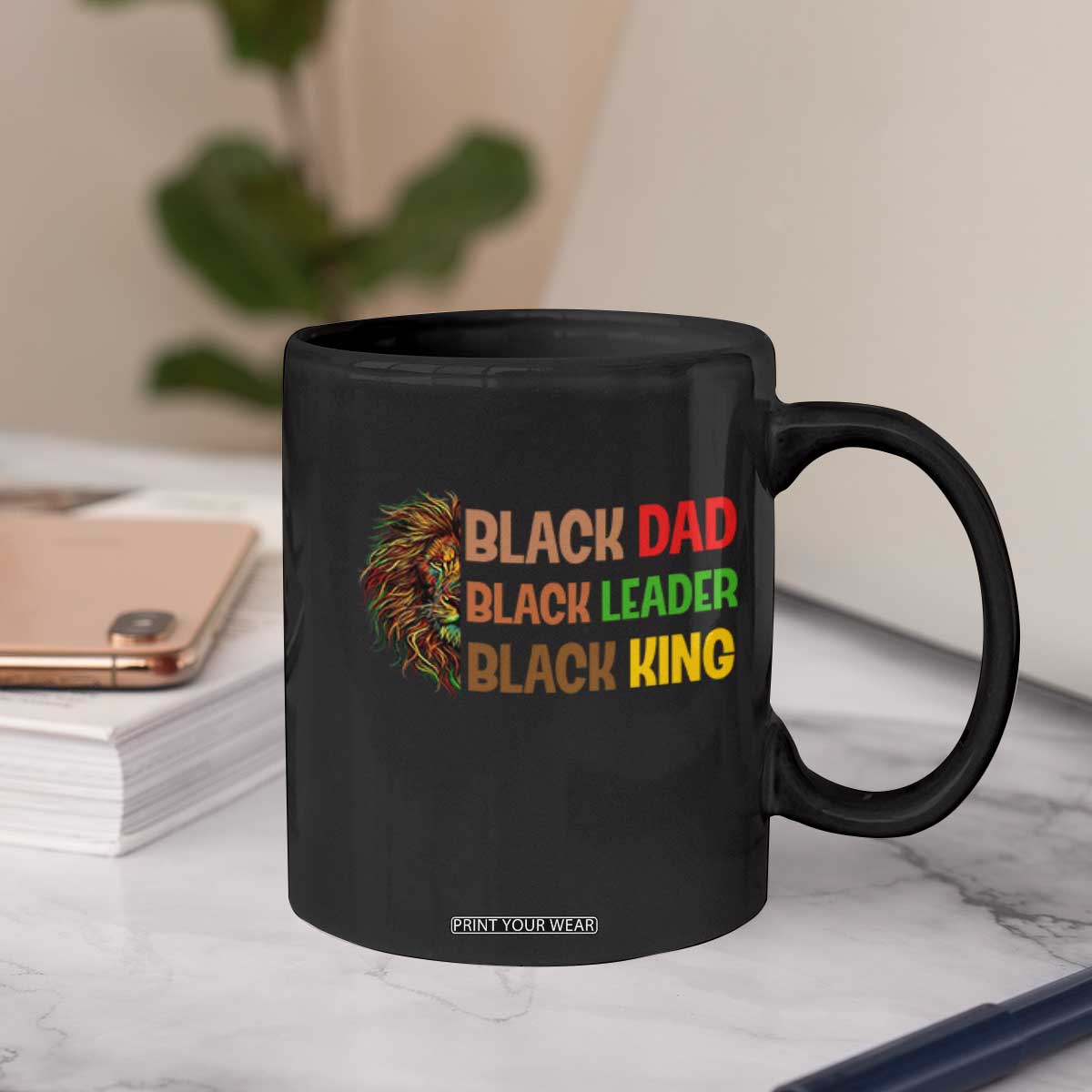 Black Affrican Melanin Coffee Mug Lion Father Day Dad Leader Black King TS14 Print Your Wear