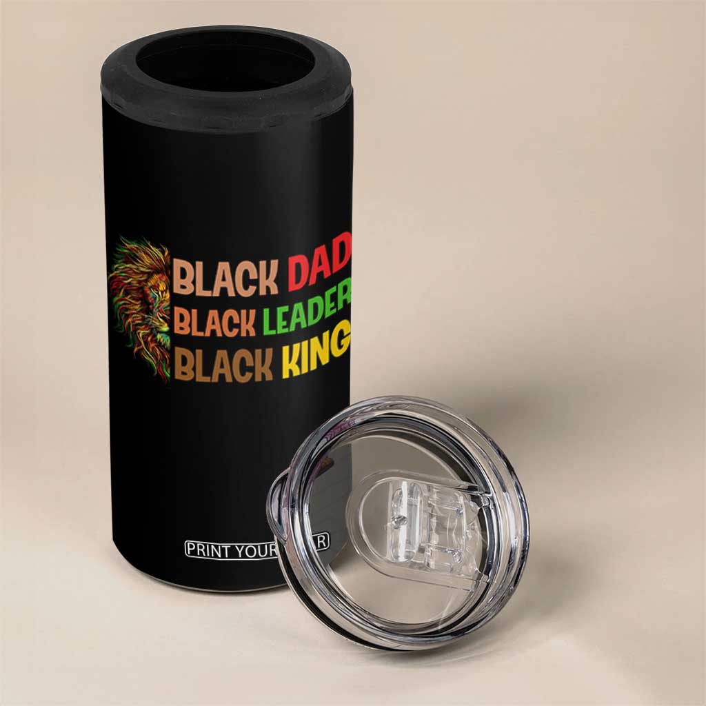 Black Affrican Melanin 4 in 1 Can Cooler Tumbler Lion Father Day Dad Leader Black King TS14 Print Your Wear