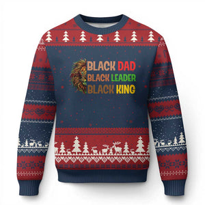Black Affrican Melanin Ugly Christmas Sweater Lion Father Day Dad Leader Black King TS14 Navy Red Print Your Wear