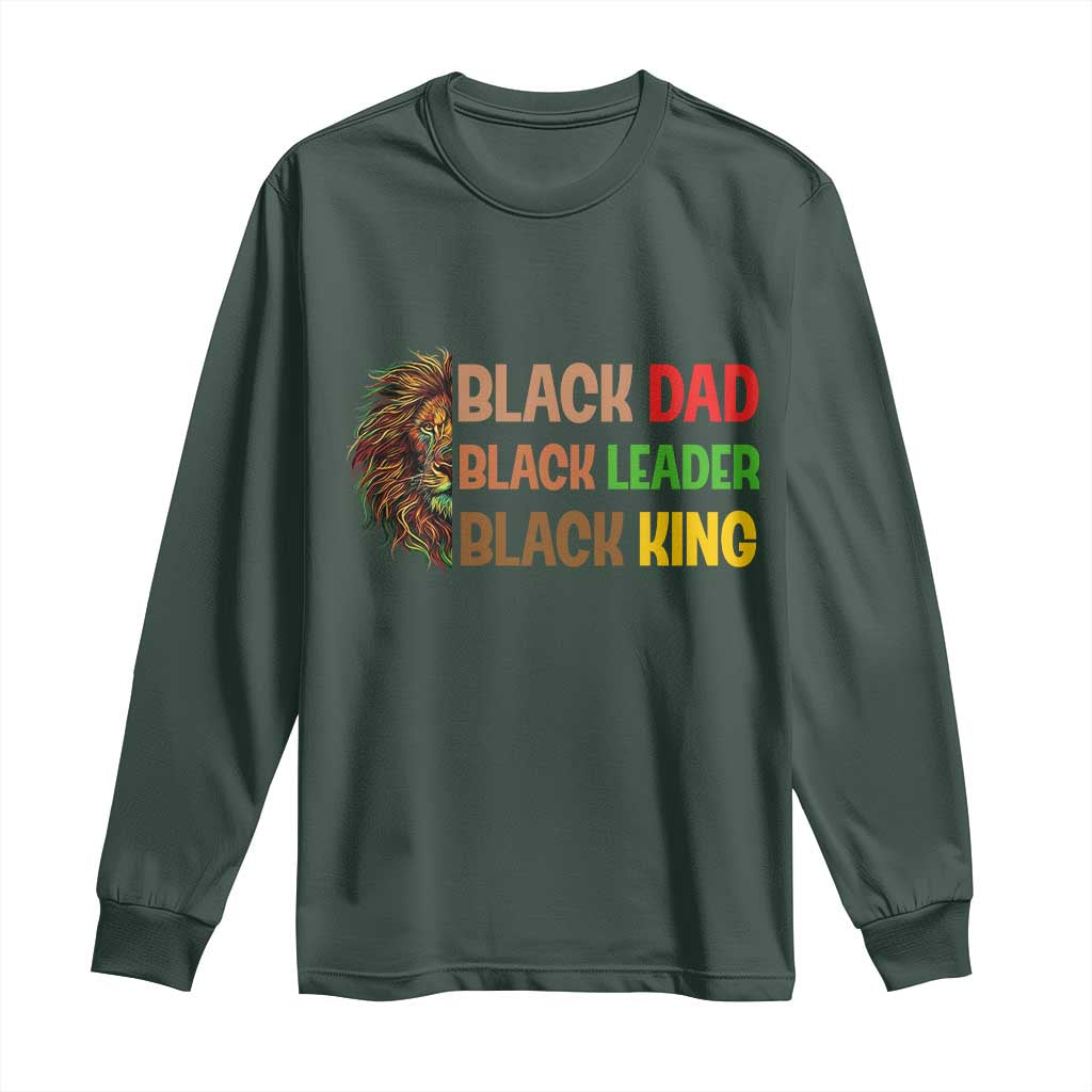 Black Affrican Melanin Long Sleeve Shirt Lion Father Day Dad Leader Black King TS14 Dark Forest Green Print Your Wear