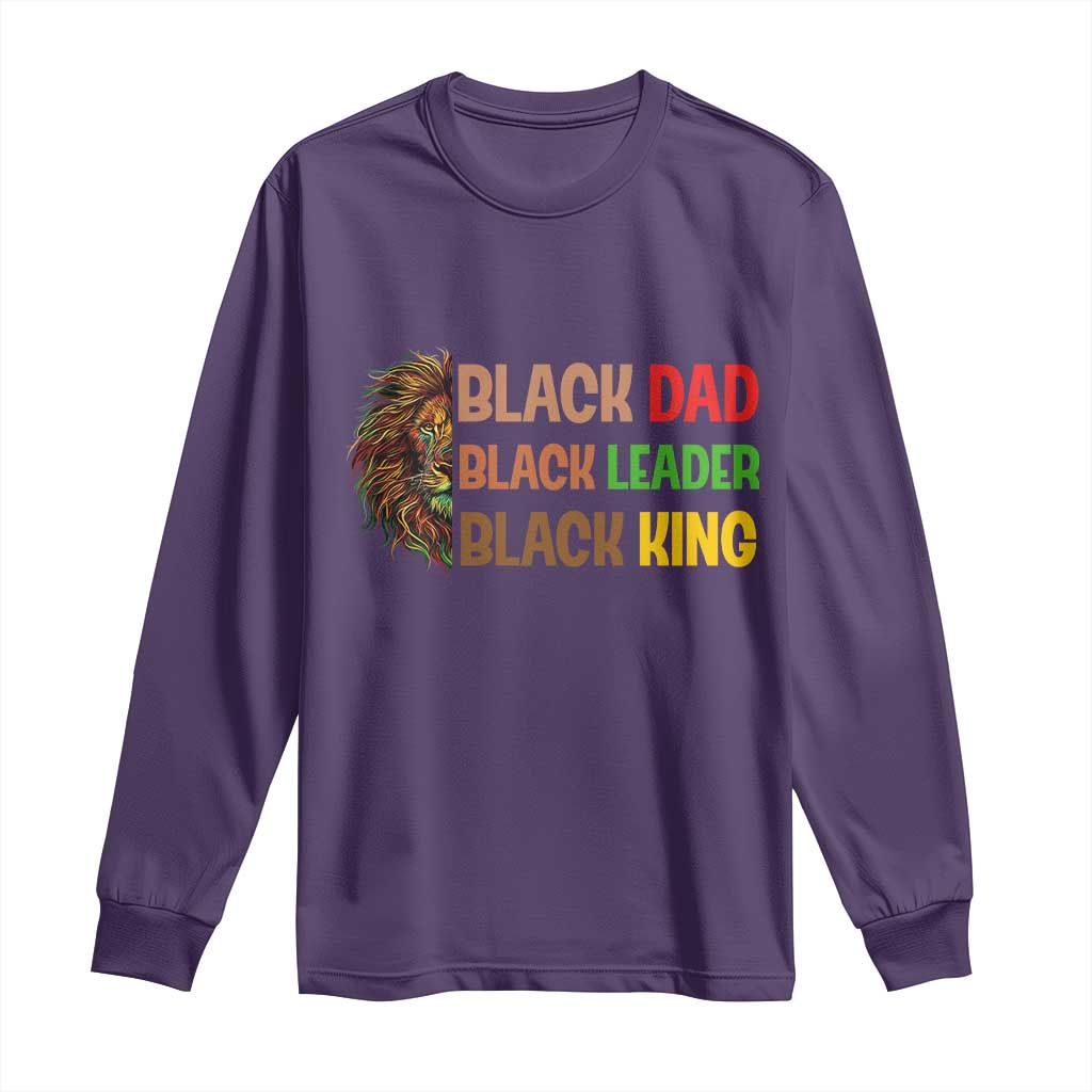 Black Affrican Melanin Long Sleeve Shirt Lion Father Day Dad Leader Black King TS14 Purple Print Your Wear