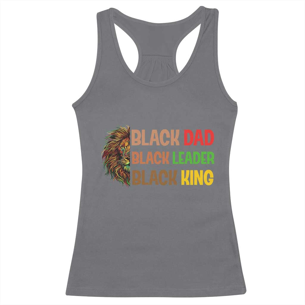 Black Affrican Melanin Racerback Tank Top Lion Father Day Dad Leader Black King TS14 Charcoal Print Your Wear
