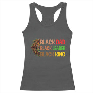 Black Affrican Melanin Racerback Tank Top Lion Father Day Dad Leader Black King TS14 Dark Heather Print Your Wear
