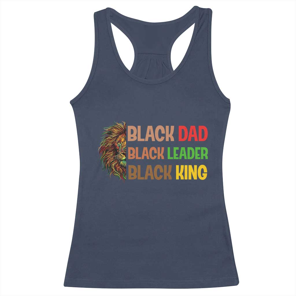 Black Affrican Melanin Racerback Tank Top Lion Father Day Dad Leader Black King TS14 Navy Print Your Wear