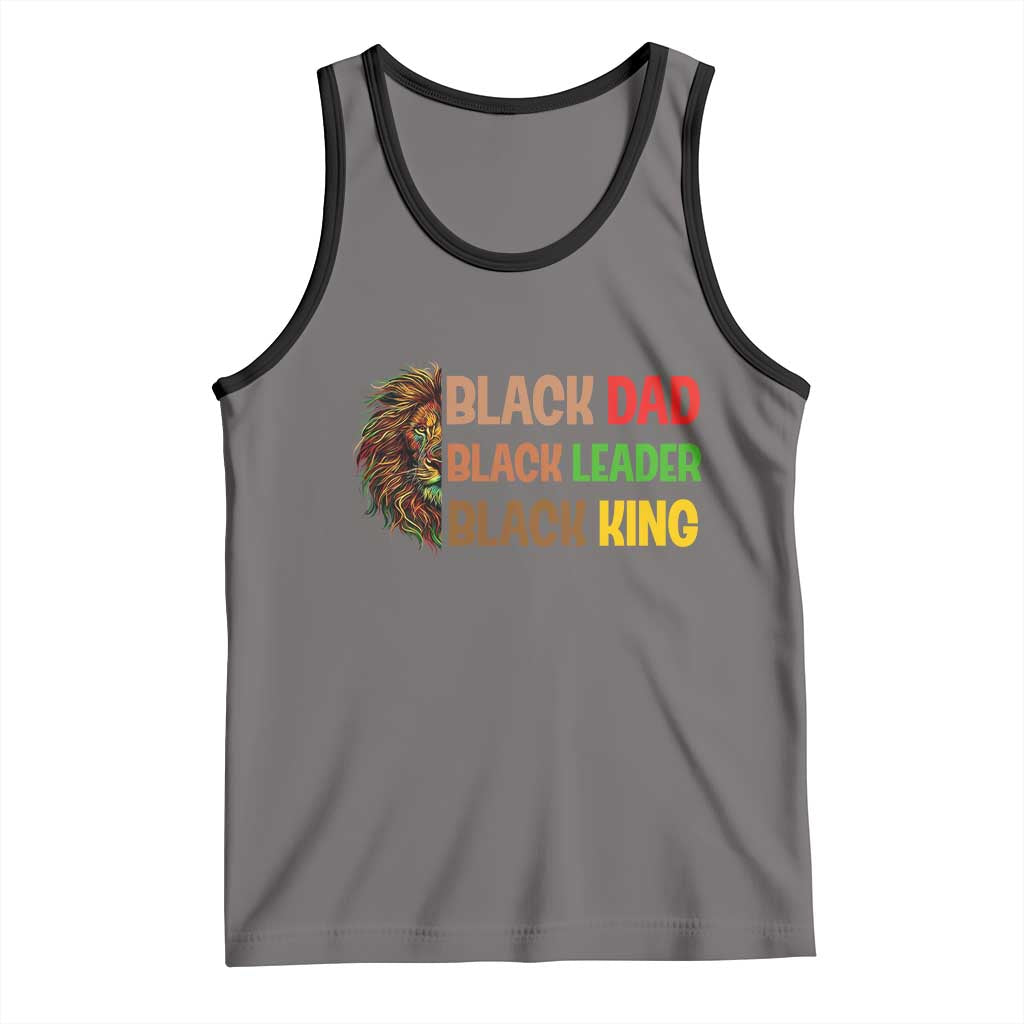 Black Affrican Melanin Tank Top Lion Father Day Dad Leader Black King TS14 Deep Heather Black Print Your Wear