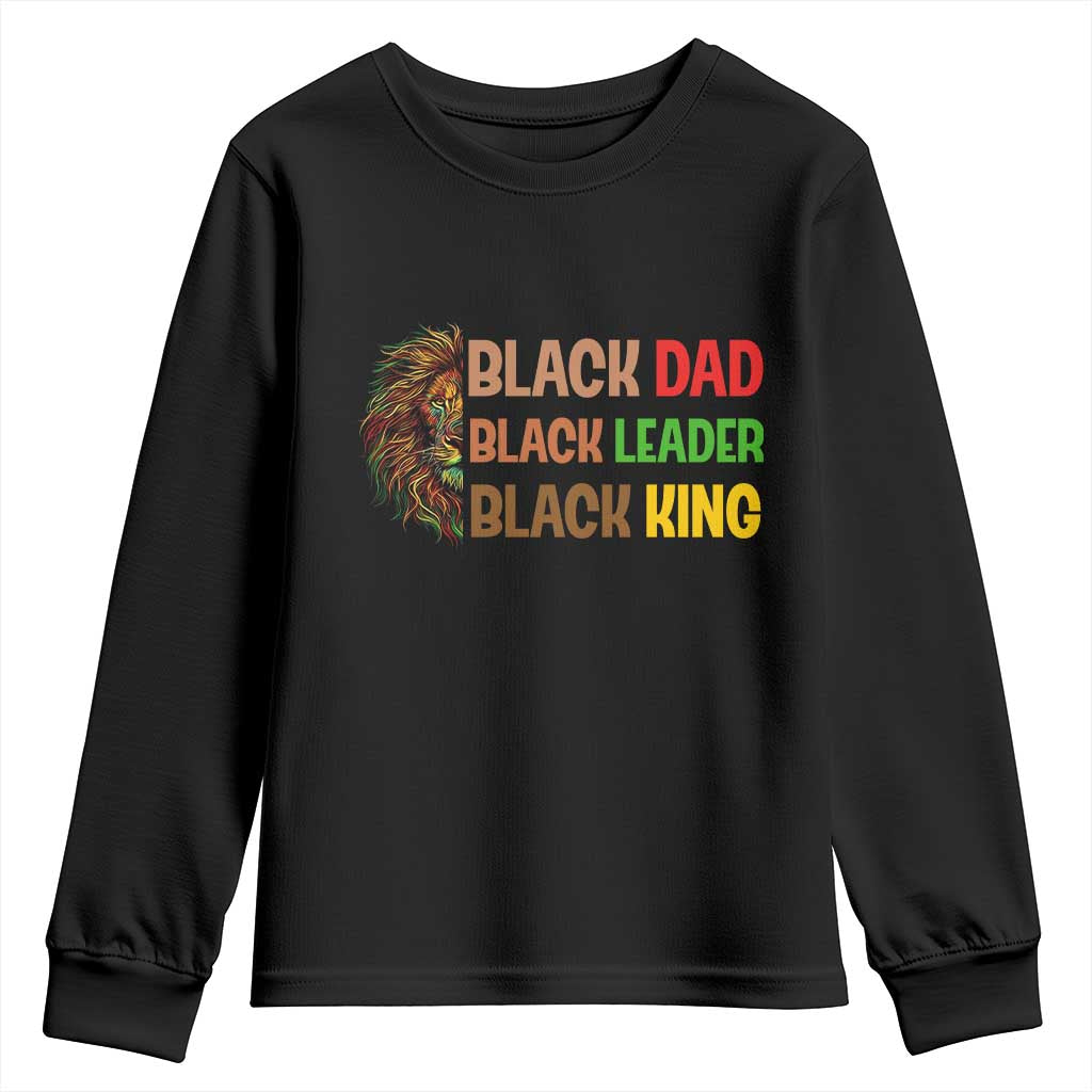 Black Affrican Melanin Youth Sweatshirt Lion Father Day Dad Leader Black King TS14 Black Print Your Wear