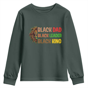 Black Affrican Melanin Youth Sweatshirt Lion Father Day Dad Leader Black King TS14 Dark Forest Green Print Your Wear