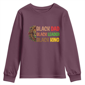 Black Affrican Melanin Youth Sweatshirt Lion Father Day Dad Leader Black King TS14 Maroon Print Your Wear