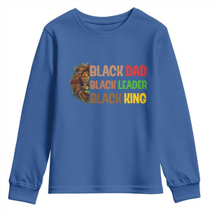 Black Affrican Melanin Youth Sweatshirt Lion Father Day Dad Leader Black King TS14 Royal Blue Print Your Wear