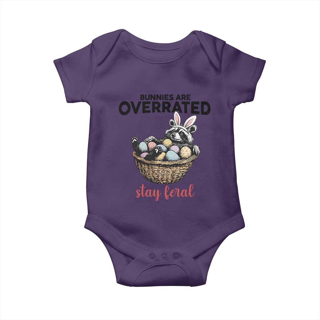 Funny Easter Raccoon Bunny Baby Onesie Bunnies Are Overrated Stay Feral TS14 Purple Print Your Wear