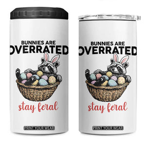 Funny Easter Raccoon Bunny 4 in 1 Can Cooler Tumbler Bunnies Are Overrated Stay Feral TS14 One Size: 16 oz White Print Your Wear