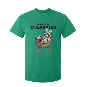 Funny Easter Raccoon Bunny T Shirt For Kid Bunnies Are Overrated Stay Feral TS14 Irish Green Print Your Wear