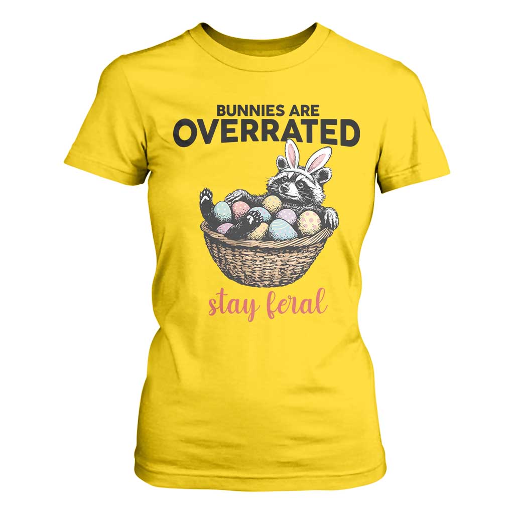 Funny Easter Raccoon Bunny T Shirt For Women Bunnies Are Overrated Stay Feral TS14 Daisy Print Your Wear