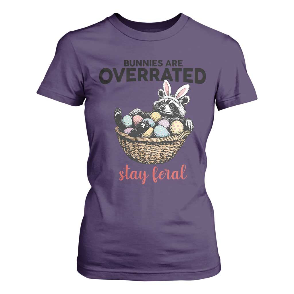 Funny Easter Raccoon Bunny T Shirt For Women Bunnies Are Overrated Stay Feral TS14 Purple Print Your Wear