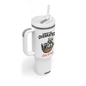 Funny Easter Raccoon Bunny Tumbler With Handle Bunnies Are Overrated Stay Feral TS14 Print Your Wear