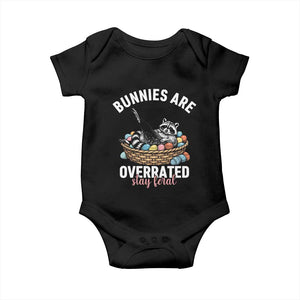 Funny Easter Raccoon Meme Baby Onesie Bunnies Are Overrated Stay Feral TS14 Black Print Your Wear