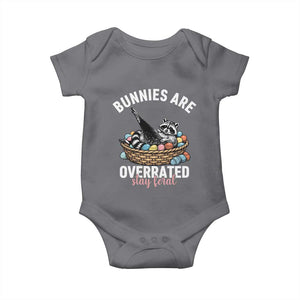 Funny Easter Raccoon Meme Baby Onesie Bunnies Are Overrated Stay Feral TS14 Charcoal Print Your Wear