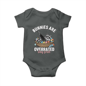 Funny Easter Raccoon Meme Baby Onesie Bunnies Are Overrated Stay Feral TS14 Dark Heather Print Your Wear